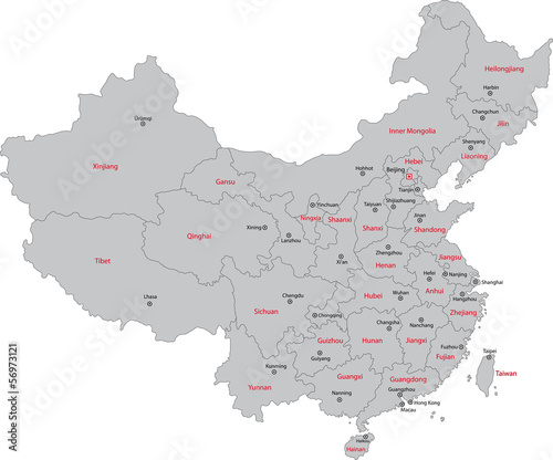 Gray China map photo