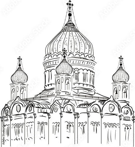 orthodox charch sketch on white background