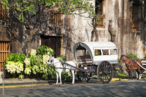 Horse Drawn Calesas waiting for tourists  in Manila.
