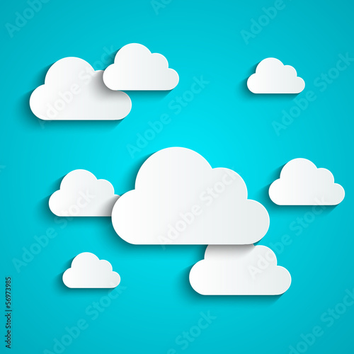 Paper background with white clouds