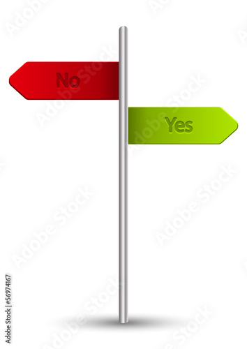 Yes or No pointer on white