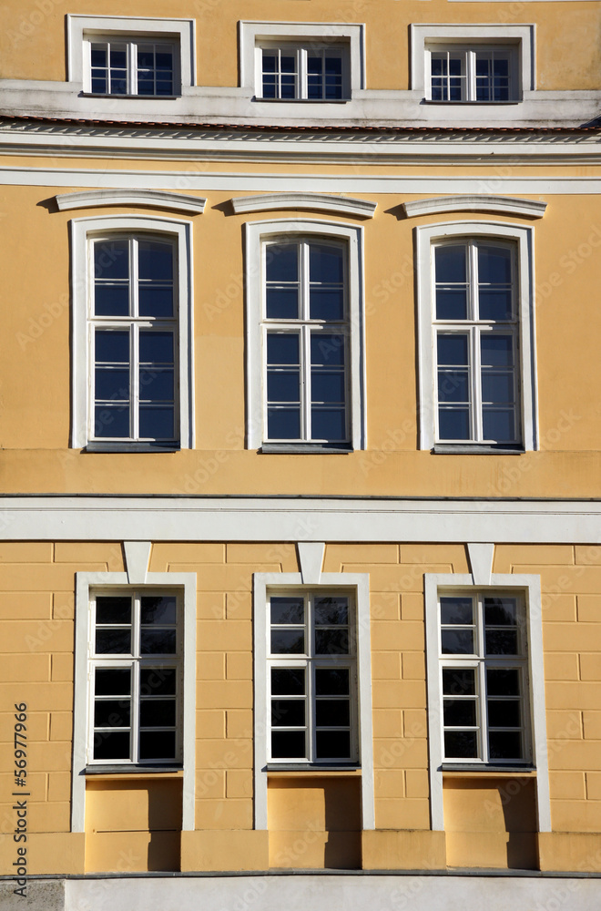 facade of baroque palace in Rogalin, Poland