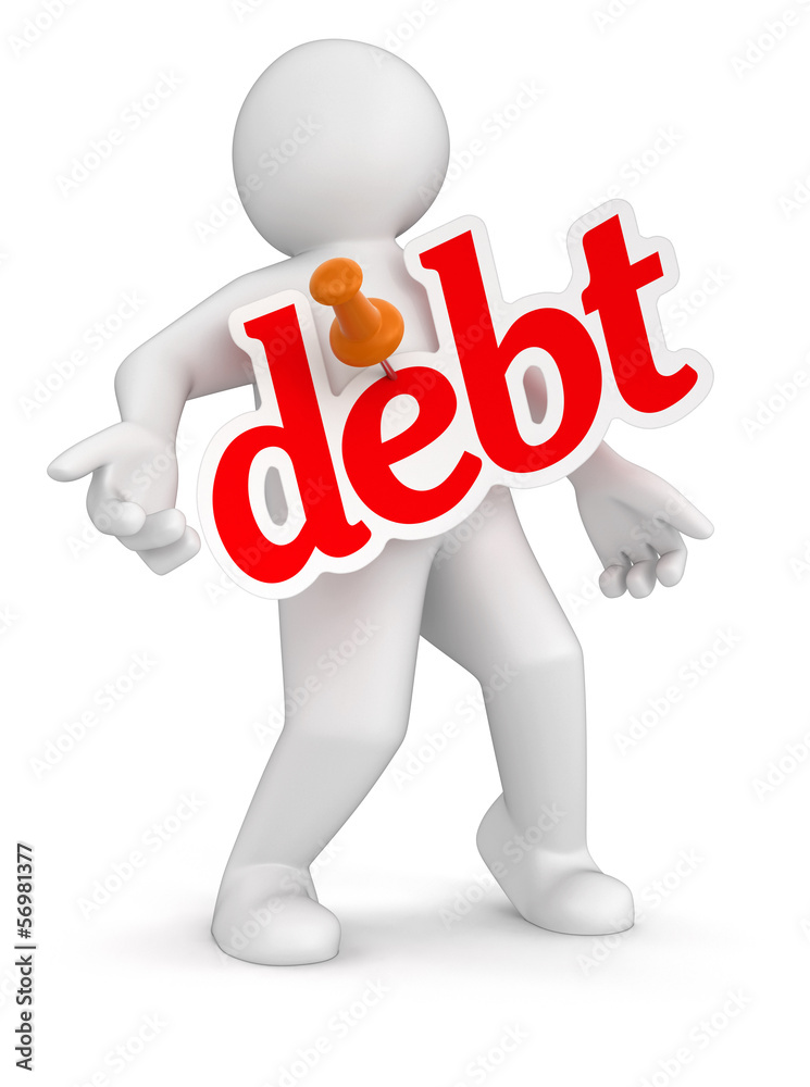 Man and debt (clipping path included) Man and debt (clipping path included)