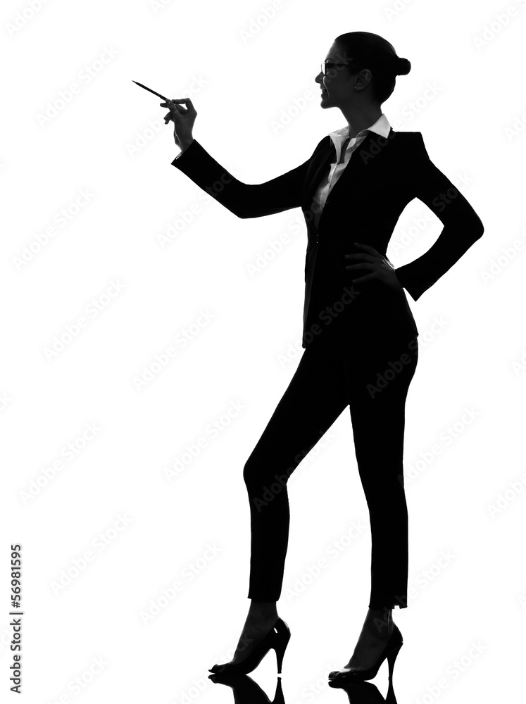 business woman pointing showing silhouette business woman pointing showing silhouette