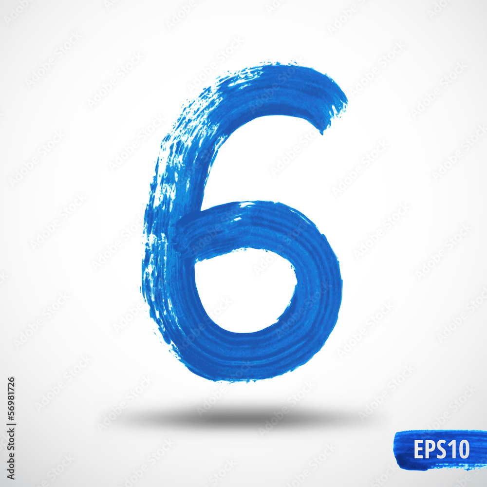 Watercolor Six Number. Grunge Background Watercolor Six Number. Grunge Background