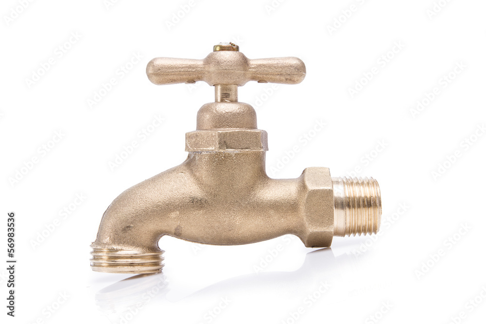 brass faucet isolated on white background