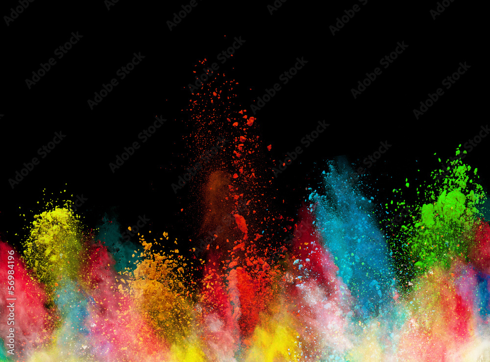 launched colorful powder - obrazy, fototapety, plakaty 