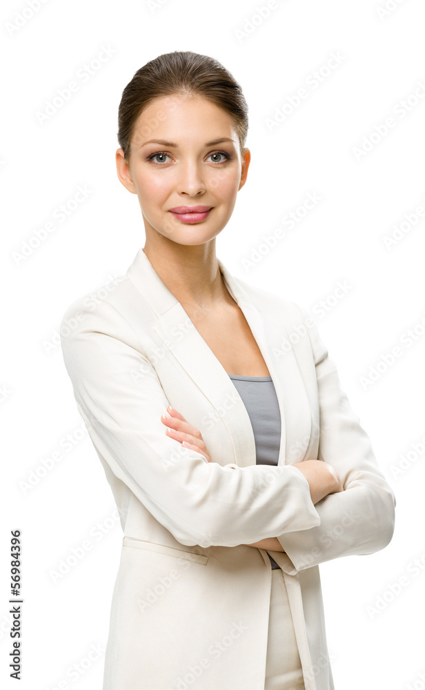 Half-length portrait of business woman with hands crossed Half-length portrait of business woman with hands crossed