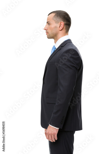 Half-length profile of business man, isolated on white