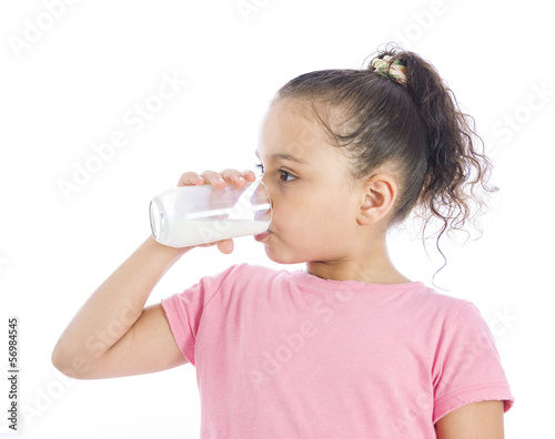 Girl Drinking Glass of Milk