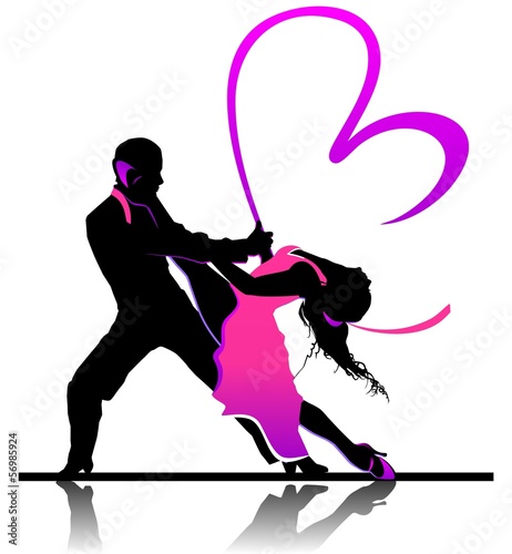 Valentine's day illustration with beautiful dancing couple
