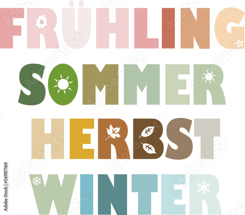 4 Jahreszeiten - Frühling, Sommer, Herbst, Winter - Vektor