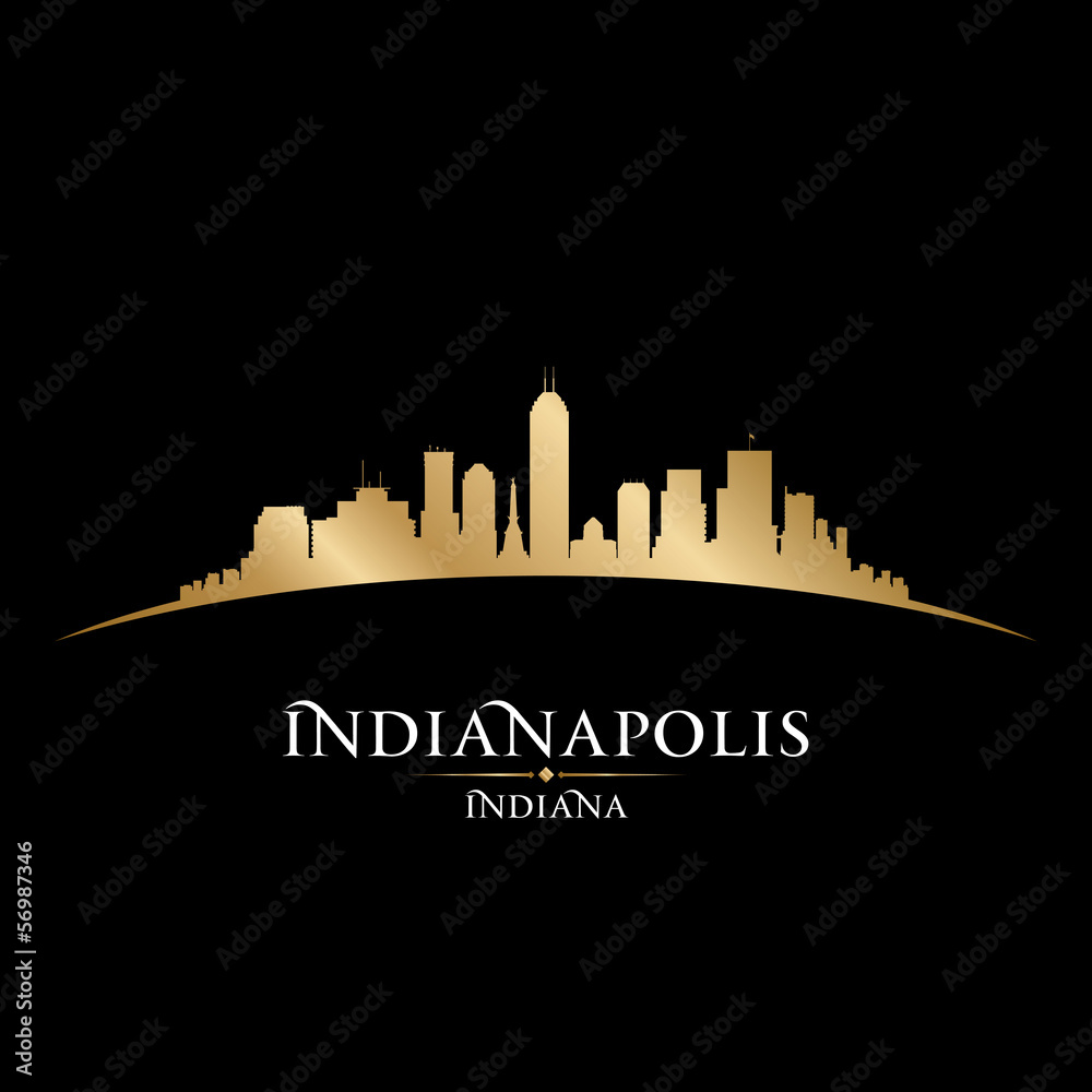 Indianapolis Indiana city skyline silhouette black background