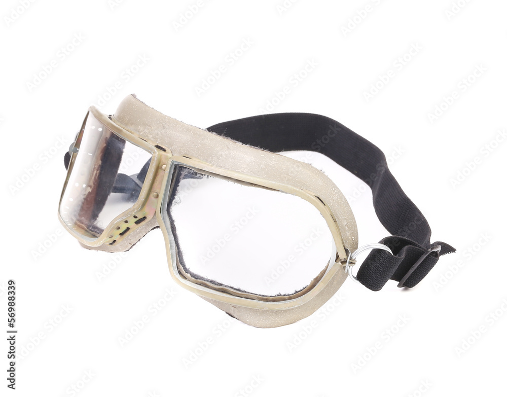 Side view of white protective glasses.