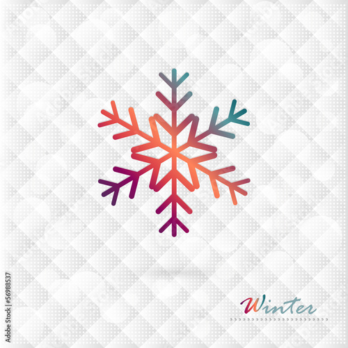 Vector colorful snowflake on winter background of diamonds.