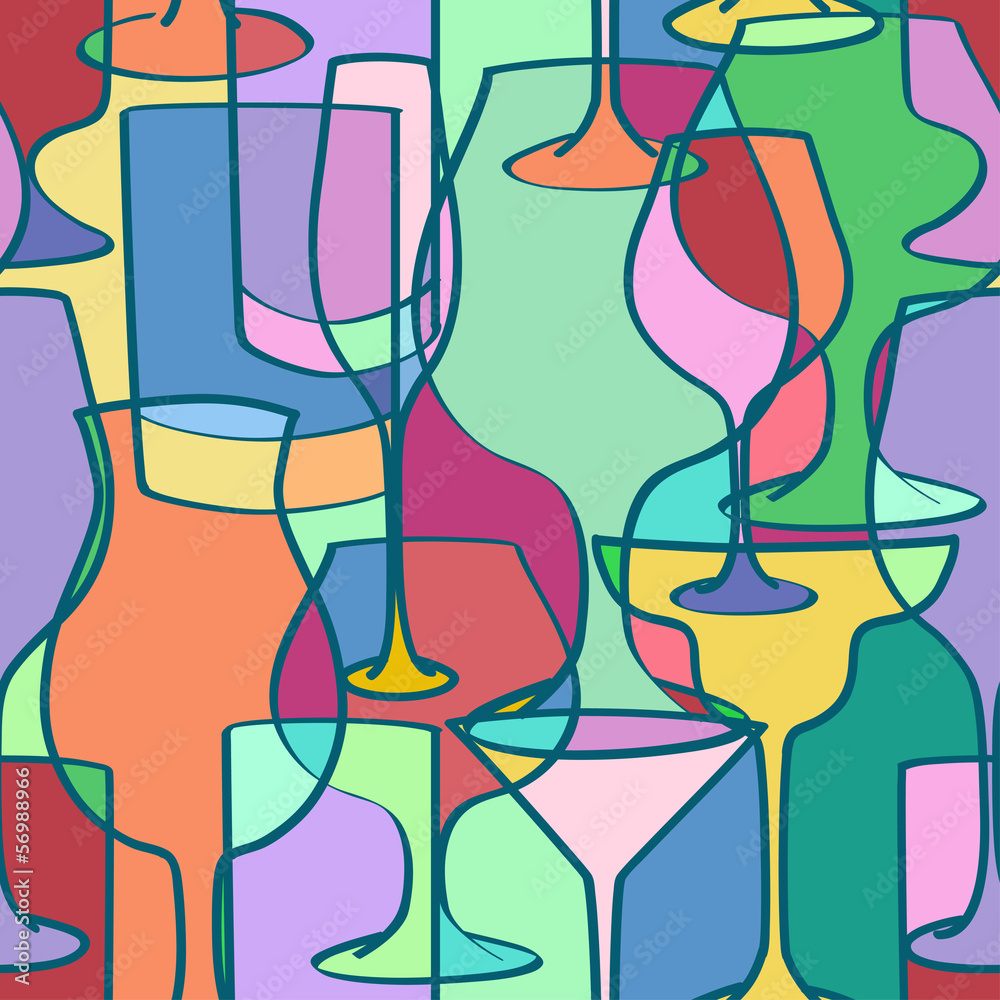 Seamless pattern of cocktail glasses Seamless pattern of cocktail glasses