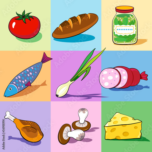 Set of food icons.