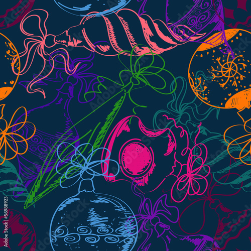 Seamless pattern of Christmas baubles decoration