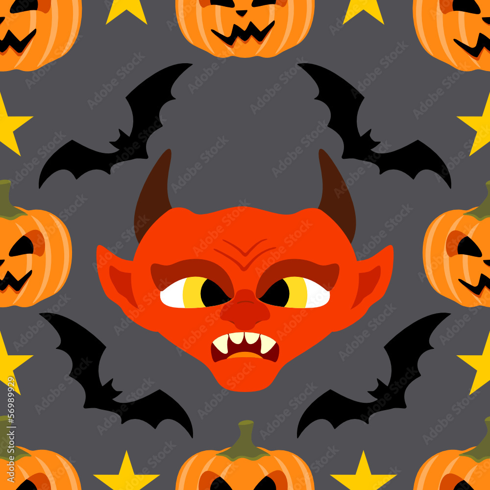 Halloween background seamless with Devil