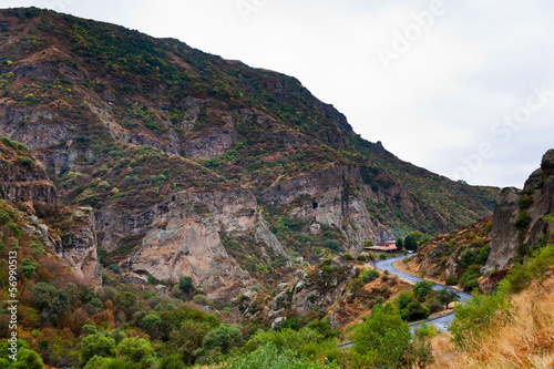 road in gorge of Azat river in Armenia.