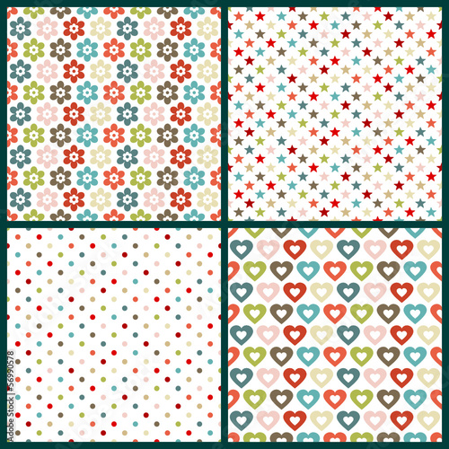 4 Seamless Pattern Birthday Retro Color