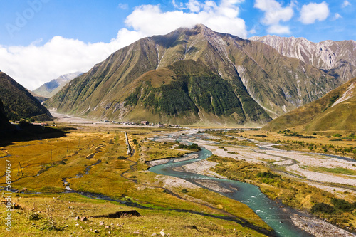 valley of river Terek in Georgia photo