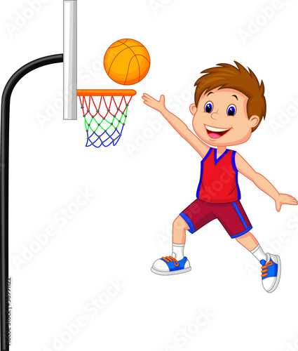 Cartoon boy playing basket ball