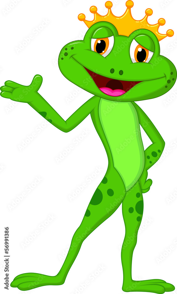 Obraz premium Cute prince frog presenting