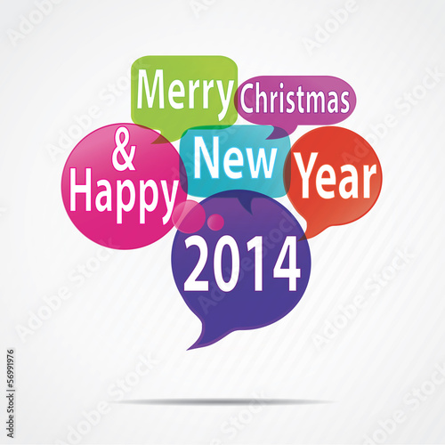 speech bubbles : merry christmas & happy new year 2014