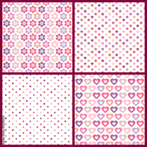4 Seamless Pattern Birthday Retro Pinkmix