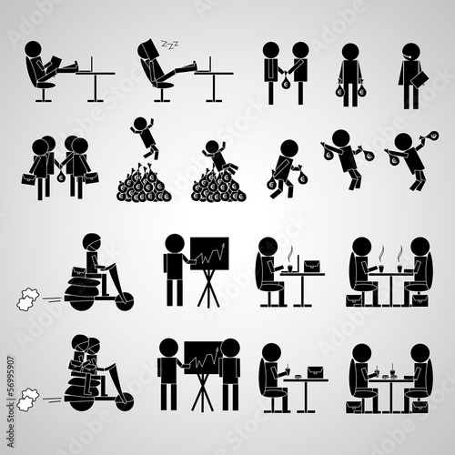 Business People Set - Isolated On Gray Background