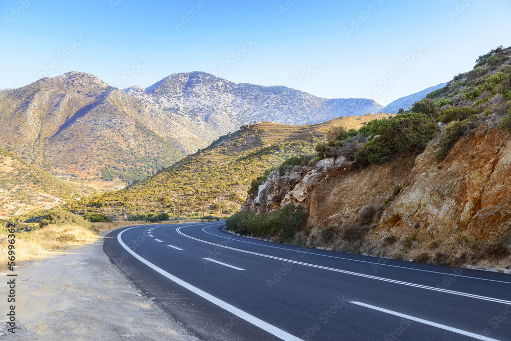 Road in Cretan mountains. Greece