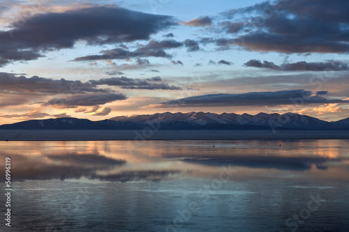 Lake Manasarovar (Mapam Yumco) at the sunset, Tibet photo