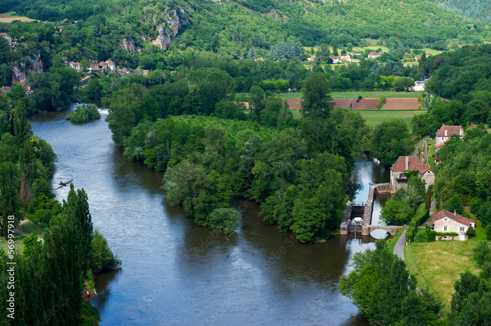 Landscape with river the Lot in France