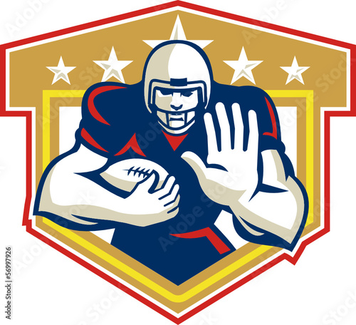 American Football Running Back Fending Shield
