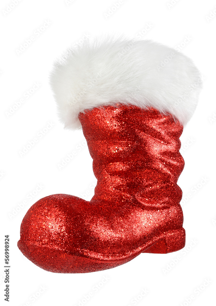 Roter Stiefel vom Weihnachtsmann Stock-Foto | Adobe Stock