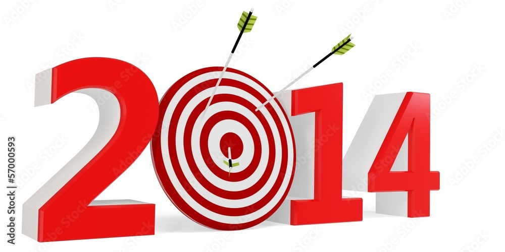 3d New year 2014 with target and arrows 3d New year 2014 with target and arrows