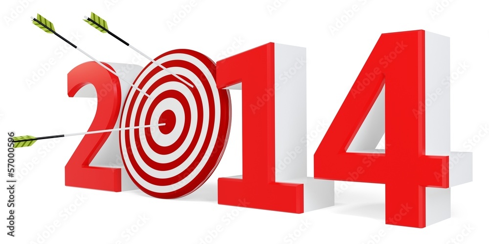 3d New year 2014 with target and arrows 3d New year 2014 with target and arrows