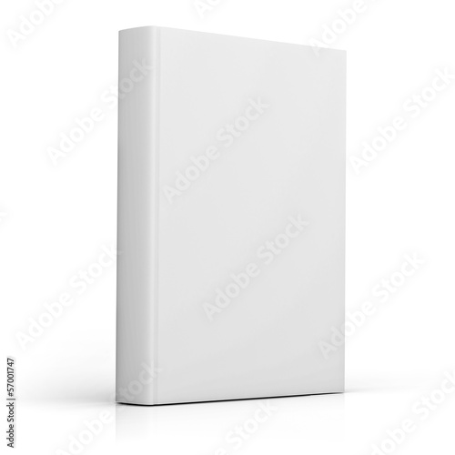 Blank book cover over white background with reflection