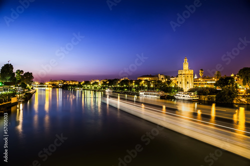 View of Golden Tower  Torre del Oro  of Seville  Andalusia Spain