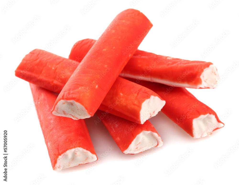 Crab sticks, isolated on white Crab sticks, isolated on white