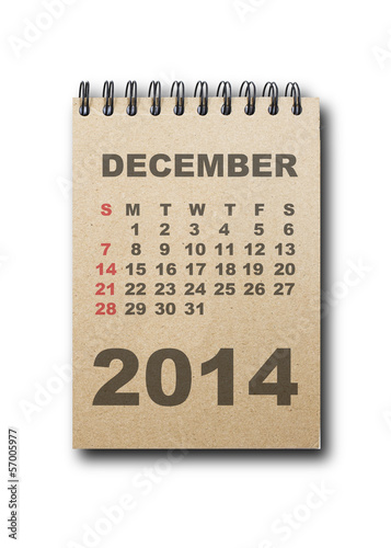 calendar 2014 on recycle paper