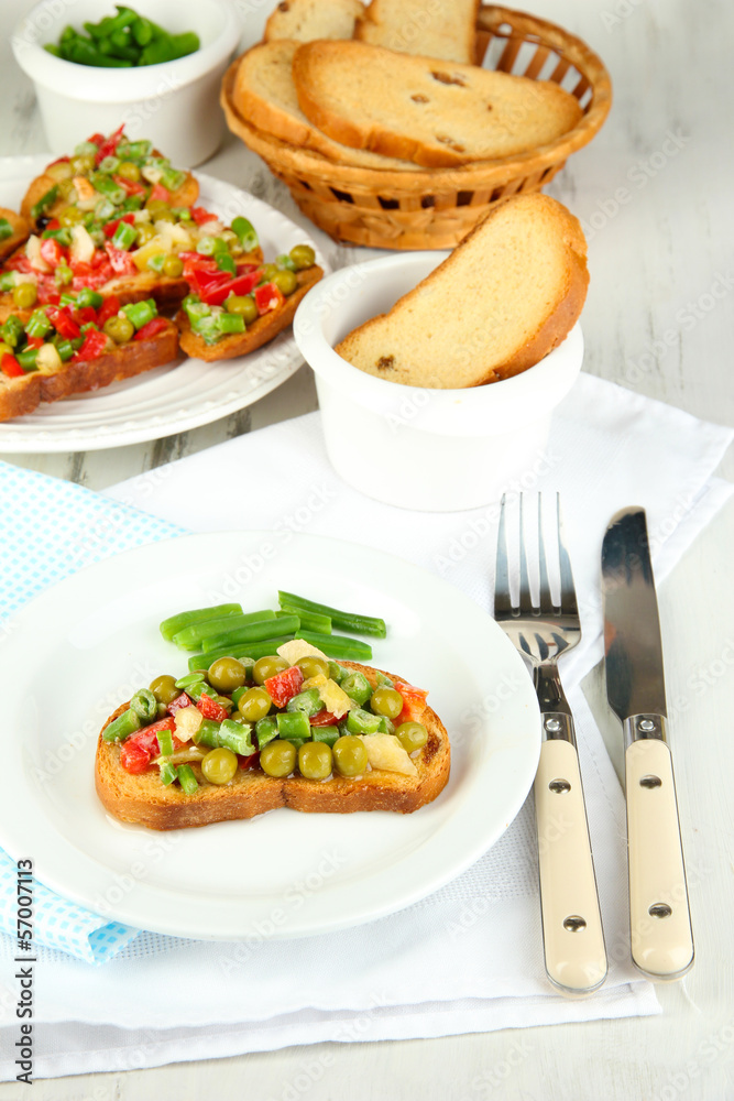 Sandwiches with vegetables and greens