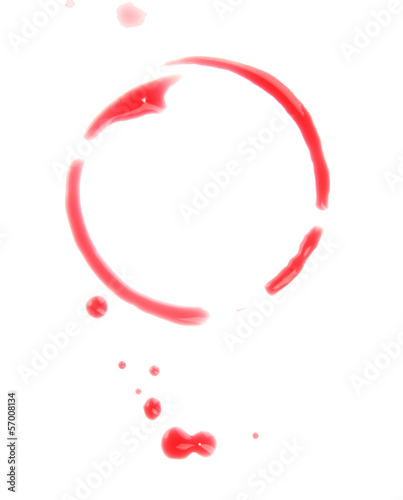 Close up of wine stain on white background with clipping path