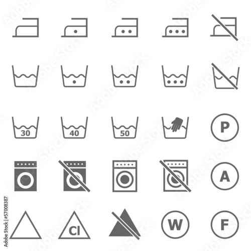 Laundry icons on white background