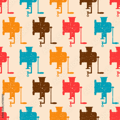 Seamless pattern with color retro grinders