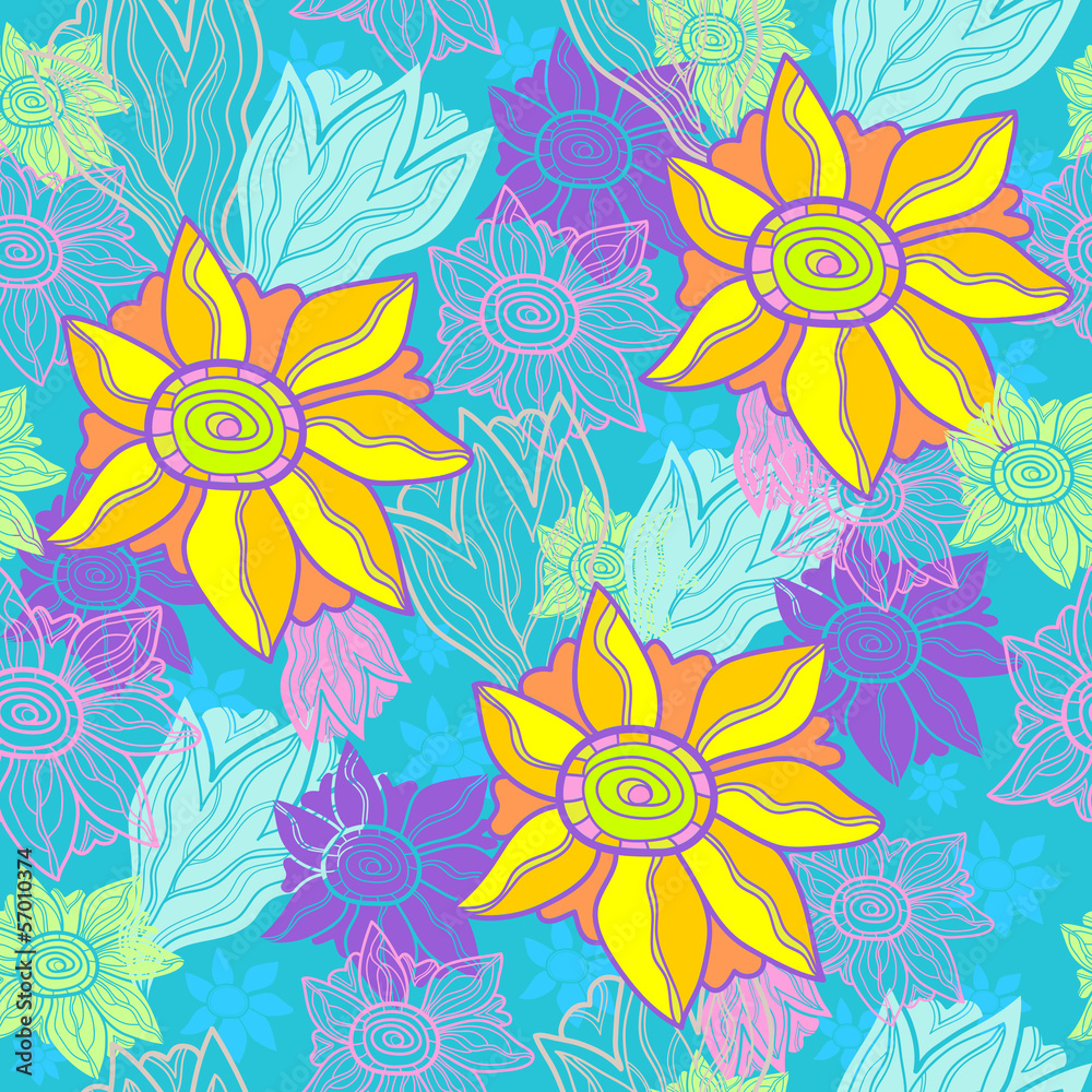 seamless pattern with yellow flowers