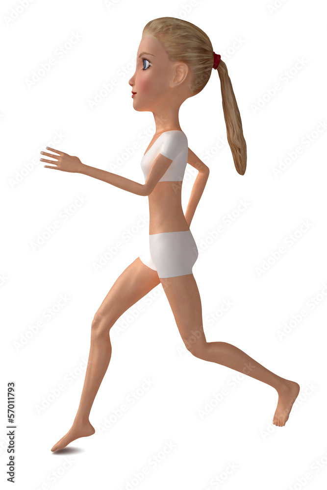 Sporty girl in white clothes. Isolated on white. 3D character Sporty girl in white clothes. Isolated on white. 3D character