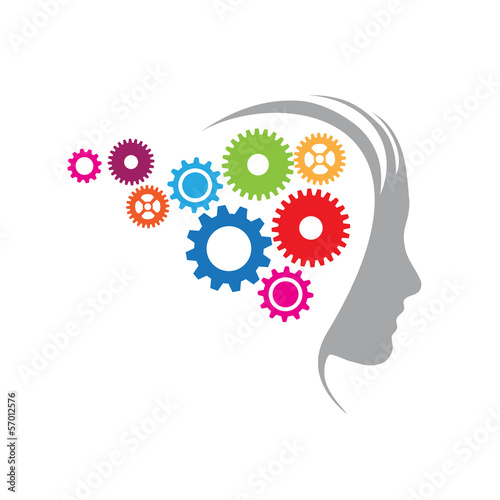 Vector logo gears in head