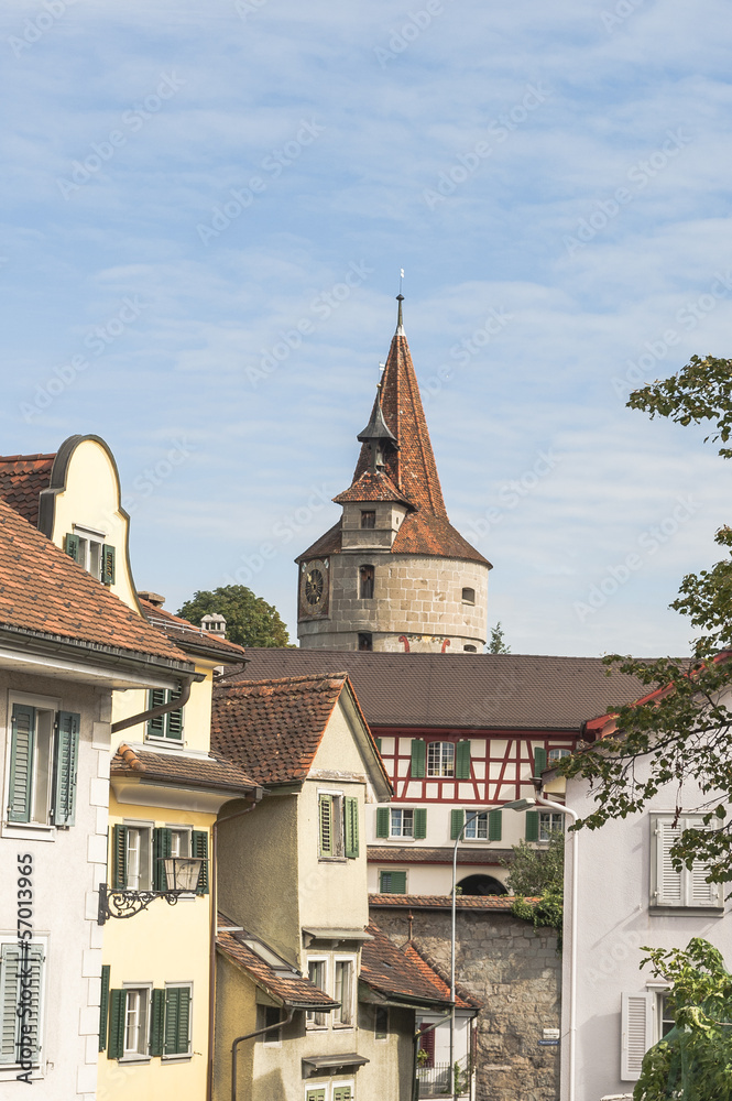 Zuger Altstadt, Kapuzinerturm, historischer Turm in Zug, Schweiz